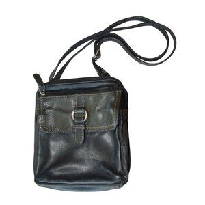 Fossil Black Pebbled Leather Rectangle Crossbody Bag Retro Fall Neutral Boho